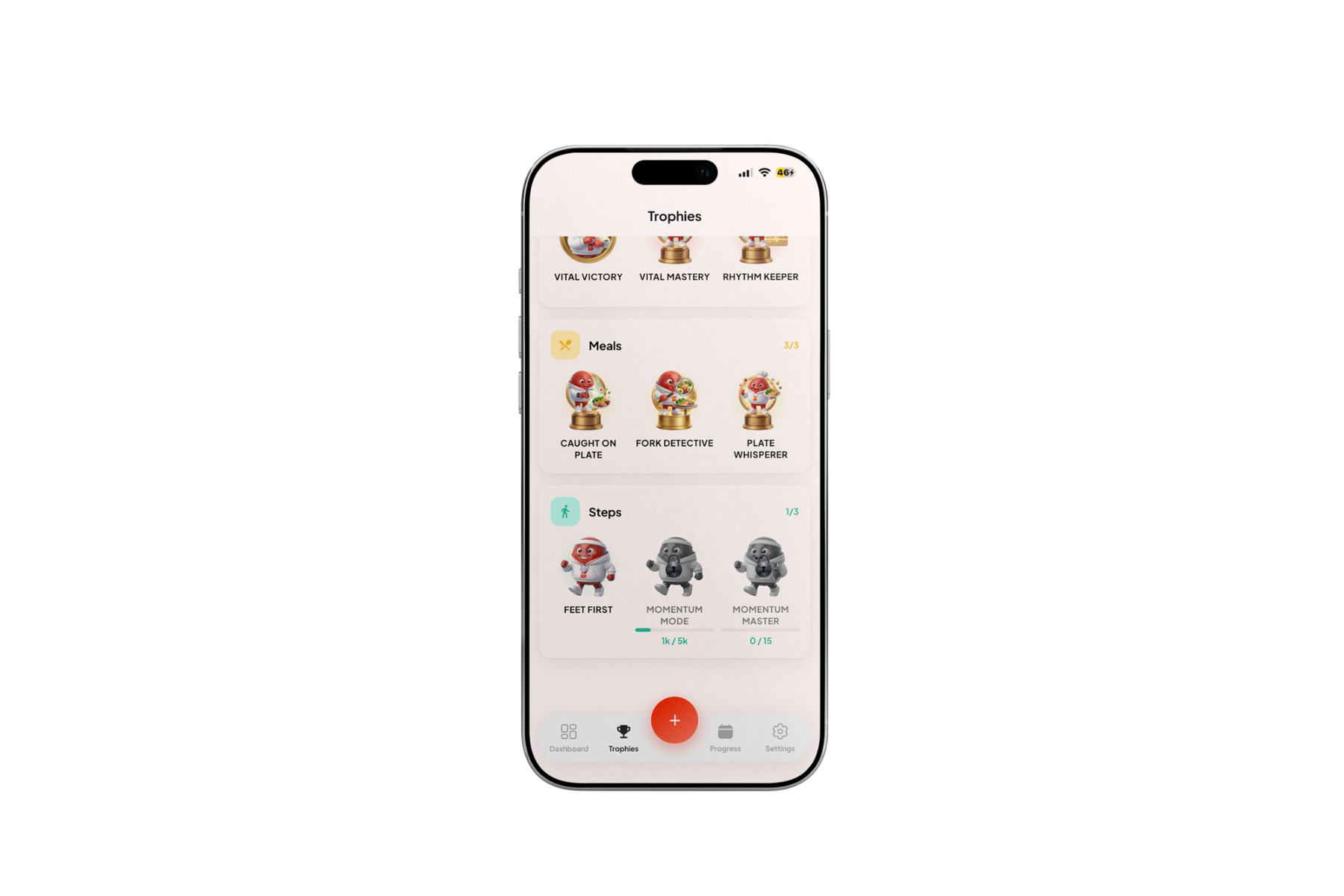 Blood Health AI trophies screen with the first steps trophy unlocked