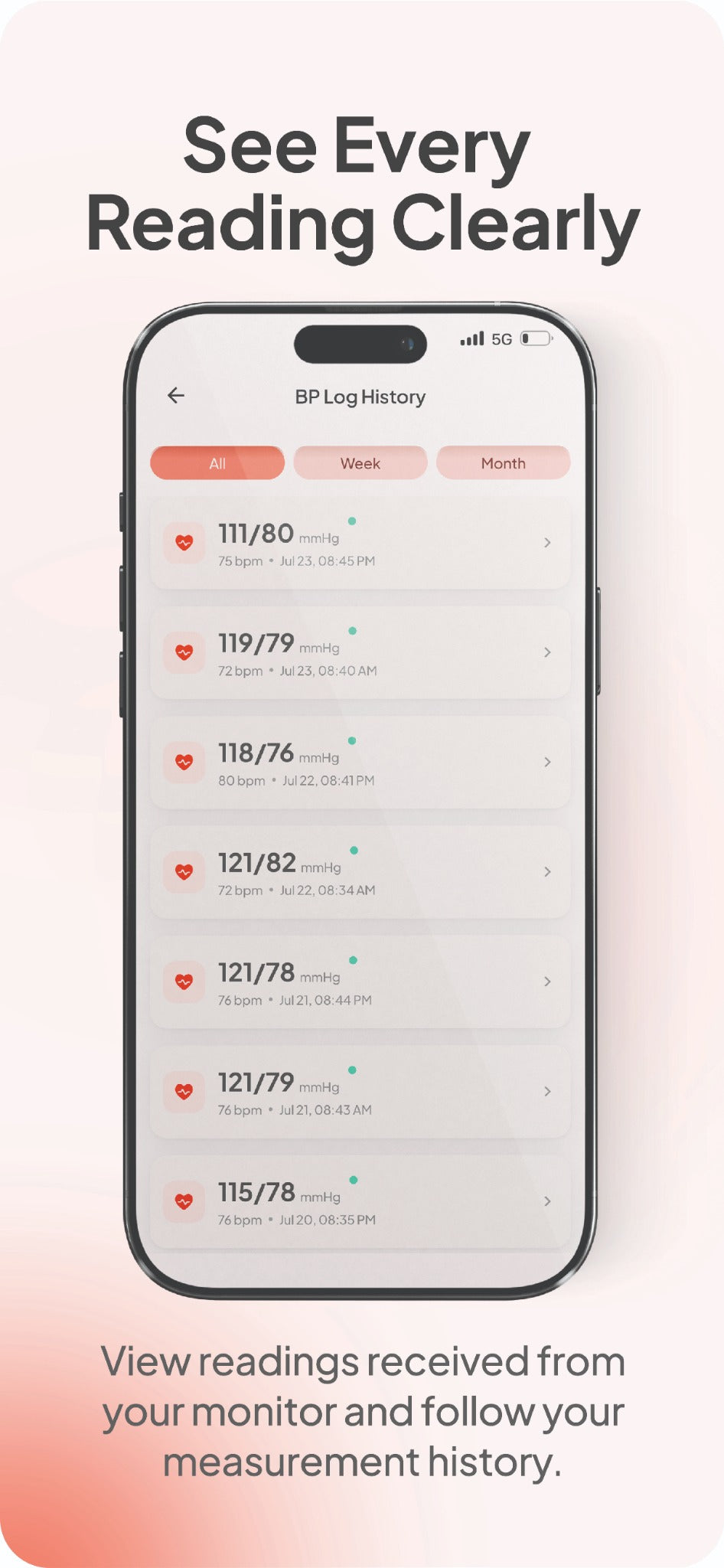 Blood Health AI app blood pressure log